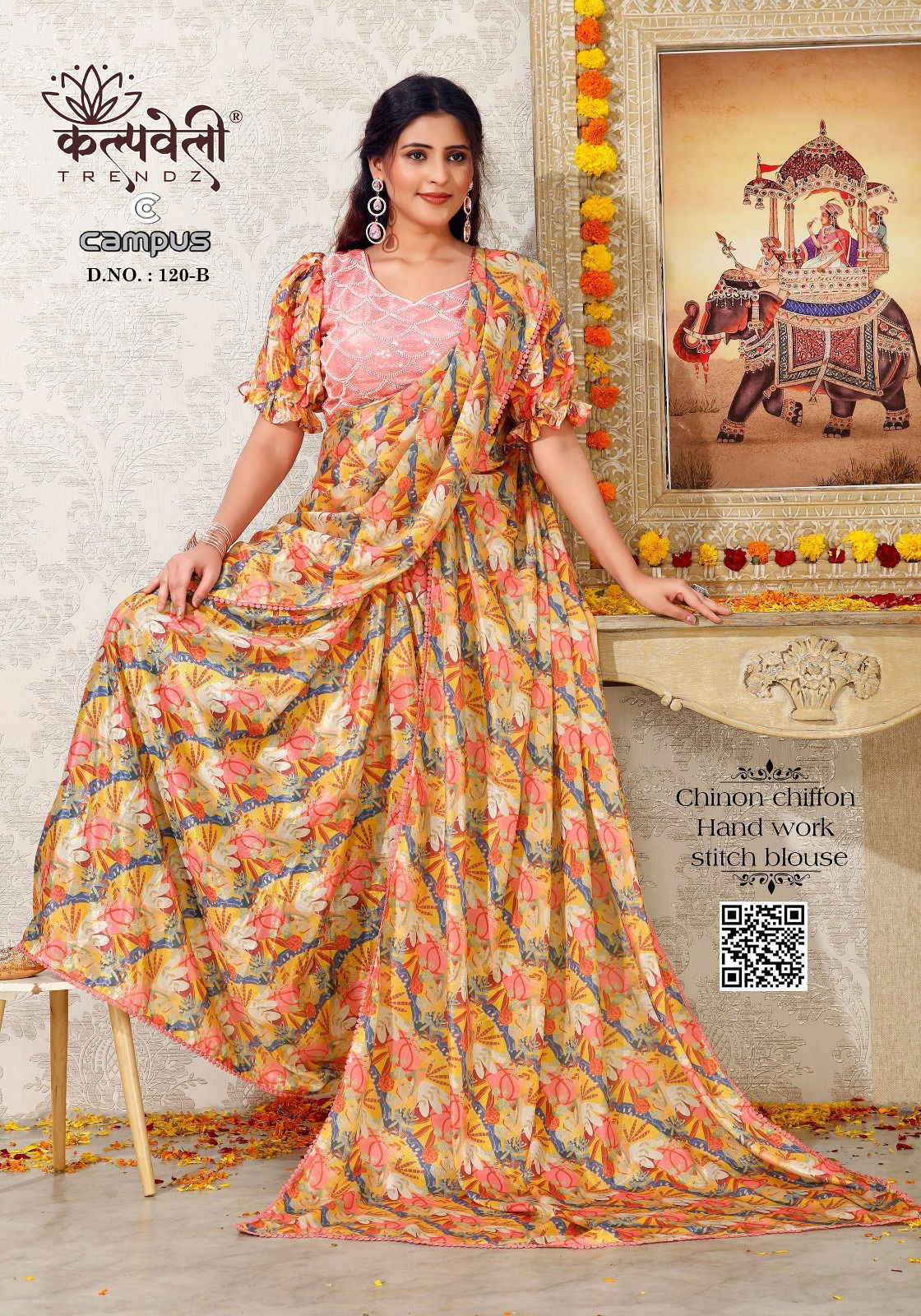 Campus 120 By Kalpatru Handwork Stitch Blouse Designer Sarees Wholesale Shop In Surat